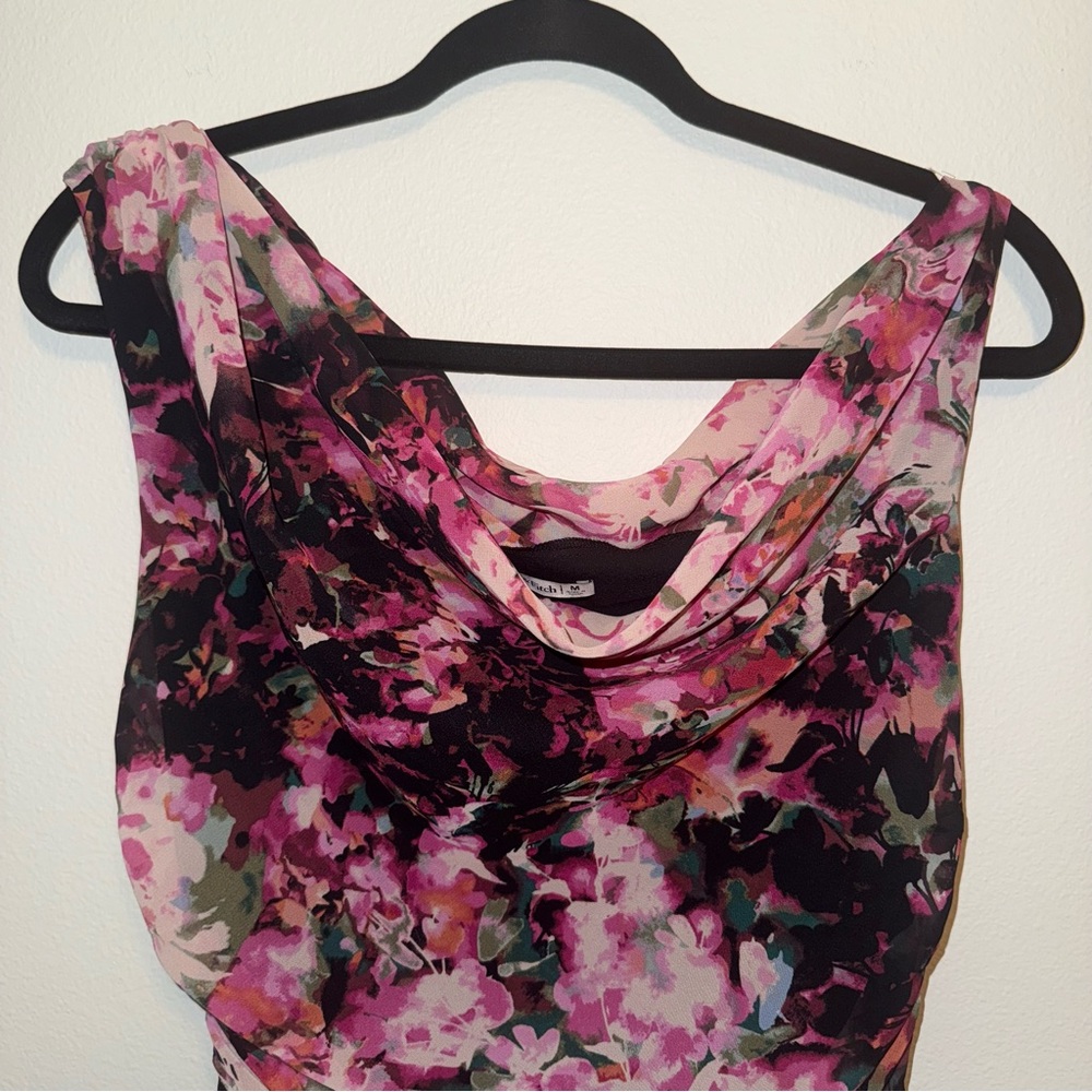Abercrombie & Fitch Pink and Black Floral Mini Dress Size Medium - Picture 3 of 12